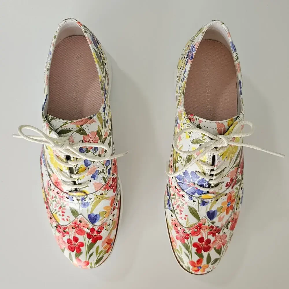 NEW Cole Haan Original Grand Floral Wingtip Oxford Casual Shoes 8.5 B